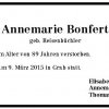 Reisenbuechler Annemarie 1926-2015 Todesanzeige